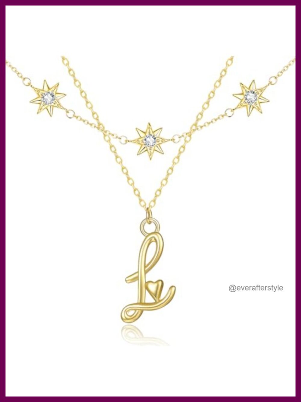 14K Gold Plated Initial Pendant Necklace Layered Star Choker Women Jewelry